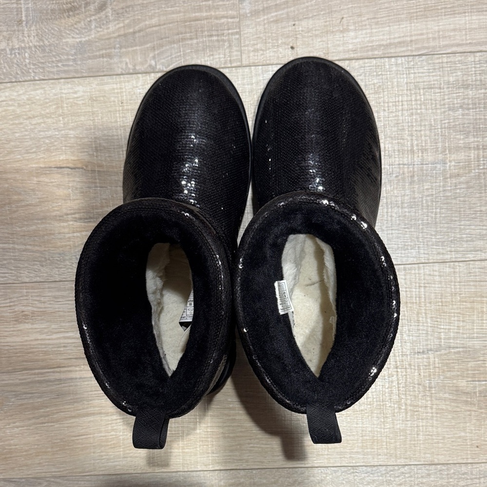 UGG Black and Cream Fur Boots